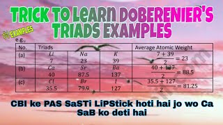 Dobereiners law of triads Examples trick for NEET  JEE  PCMB XI 2 XII  tricks [upl. by Assirat]