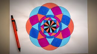 Geometric Patterns Drawing  How to Draw Geometry Art step by step  Geometric Drawing with Compass [upl. by Gotcher]