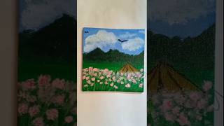 Simple canvas painting mountain acrylicpainting shorts short drawing painting viralvideo [upl. by Jovia]