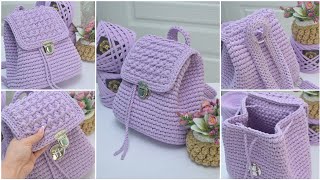 Crocheting backpack Helen Crochet pattern Самый легкий способ связать рюкзак Рюкзак Элен Видео МК [upl. by Bois689]