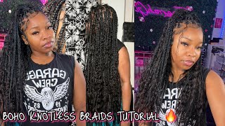 BOHO KNOTLESS BRAIDS TUTORIALCROCHET METHOD Water Wave BULK HUMAN HAIR FtYwigs protectivestyles [upl. by Sabah]