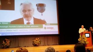 Jullian Assange addressing the Green Party National Convention [upl. by Anaeg]