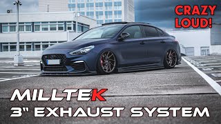 Hyundai i30N 3quot Milltek Exhaust  FMS 200 cell Downpipe Sound  Start up Revs Acceleration [upl. by Nauqad]