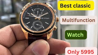 Best Classic Multifunction WatchTitan Best Analog Watch Rose Gold case with Brown Leather strap [upl. by Alletse699]