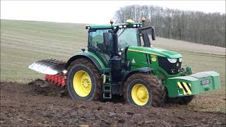 John Deere 6230R Tractor Plough Busy Working [upl. by Rooke]