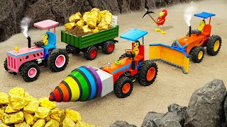 Diy tractor mini Bulldozer cleaing Stone Road  diy Drilling Machine Mining Gold  HP Mini [upl. by Lah]