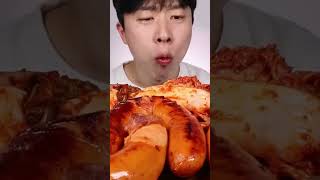 Kielbasa sausage with cheddar cheese sauce Mukbang [upl. by Hasheem822]