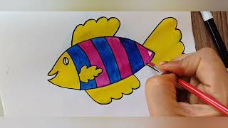 Easy fish drawing for kids n toddlers AaggupagguTVOfficial [upl. by Eralc]