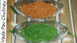 2 types Chutney for Vada Pav  CoconutGarlic chutney  coriander chutney [upl. by Lacsap]