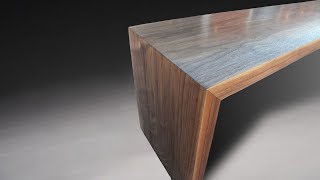 Building a modern bench with mitered legs and waterfall grain  Woodworking [upl. by Imoan]