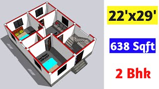 22 x 29 house plan  22x29 ghar ka naksha  22x29 house design  636 sqft [upl. by Siegfried]