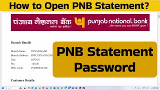 What is PNB Statement Password How to Open Punjab National Bank Statement PDF [upl. by Karlin693]