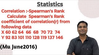 Correlation Spearmans Rank Example1 Calculate Spearmans Rank coefficient of correlationr [upl. by Tireb]