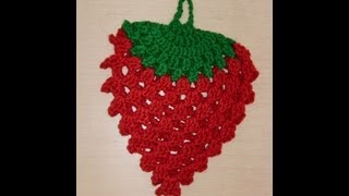 Tutorial de crochet agarradera con forma de Fresa 2 de 3 [upl. by Annayrb]