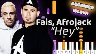 Fais Afrojack Hey Piano Tutorial Beginner SLOW 50 Speed [upl. by Catherine]