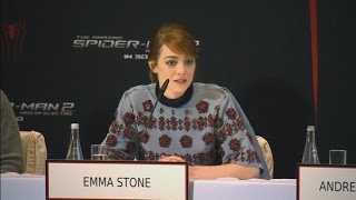 SpiderMans Andrew Garfield and Emma Stone jokingly squabble during interview [upl. by Atselec]