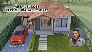 CASA PEQUEÑA de 78 M2 con 2 hab Planos de 1250x17 house plan  Arq Pablo Restrepo [upl. by Tam526]