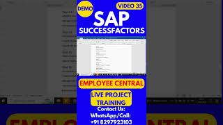 SAP SuccessFactors Employee Central Training Video 35 sapsuccessfactorstraining sapsuccessfactors [upl. by Assitruc]