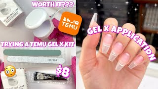 TRYING A 8 GEL X DUPE NAIL KIT FROM TEMU WITH SOLID GLUE GEL  EASY amp AFFORDABLE GEL X APPLICATION [upl. by Onibas147]