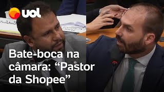 Eduardo Bolsonaro e Henrique Vieira discutem sobre milícia e Bolsonaro Pastor da Shopee vídeo [upl. by Leiruh942]