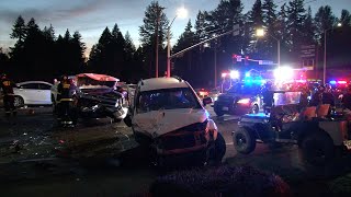 Lakewood DV Pursuit Ended In Large Crash 116th amp Canyon Rd Puyallup [upl. by Lemrahc419]