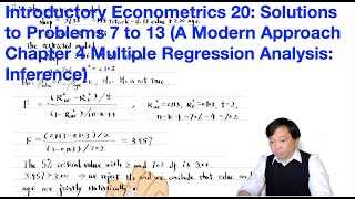 Solutions to Problems 7 to 13 A Modern Approach Chapter 4  Introductory Econometrics 20 [upl. by Kilah]