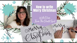 How to write Merry Christmas in faux calligraphy modern calligraphy with pencil pen and paper [upl. by Esmond]