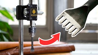 Using A Hand Press Machine to Punch Leather Stitching Holes [upl. by Cato]