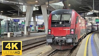 Züge Wien Hauptbahnhof • 28 4 2024 • 4K [upl. by Enilatan]