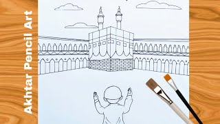 Makkah Drawing Easy 🕋 step by step  Makkah painting 🖌️ Islamic drawing [upl. by Allerim]