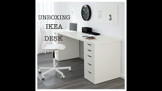 UNBOXING AND ASSEMBLING IKEA LINNMONALEX DESK [upl. by Aleciram490]