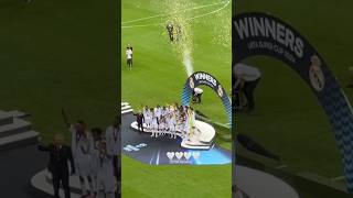 UEFA Super Cup Final Winning Celebration realmadrid uefasupercup mbappe viniciusjr laliga uefa [upl. by Pejsach]