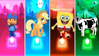 POCOYO EXE 🆚 LITTLE ANGEL PONY EXE 🆚 SPONGEBOB EXE 🆚 COW POLICE TILES HOP EDM RUSH [upl. by Enilrae]