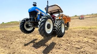 JCB tractor loading trolley tractors power New Holland 3630 Mahindra Arjun Novo 605 [upl. by Kenn]