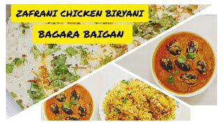 Zafrani Chicken Dum Biryani With Bagara Baigan  Hyderabad Biryani  Sherinkitchenvlogs [upl. by Klara655]