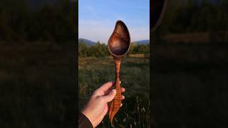 Slow and Steady on this Wooden Spoon 💪 artist woodworking mountains [upl. by Stanwin]