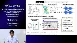 UNSW SPREE 20231024 Qianqian Lin  Optoelectronic Characterization Nextgeneration Semiconductors [upl. by Aikaj]