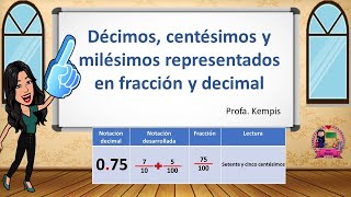 Décimos centésimos y milésimos representados en fracción y decimal [upl. by Vidovic468]