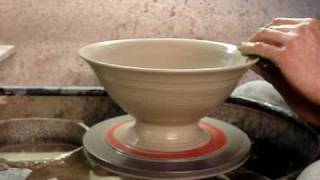 Throwing a clay pottery pasta bowl on a potters wheel demonstration demo how to pot throw make [upl. by Eilrahs]