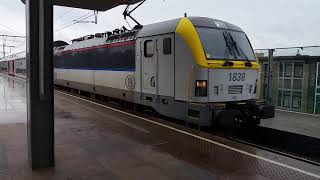 NMBSSNCB Class 18 HLE 18 no 1838 Arriving at Gent Station on 300616 [upl. by Kile446]