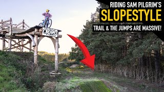 RIDING SAM PILGRIMS SLOPESTYLE LINE amp THE JUMPS ARE MASSIVE [upl. by Roarke]