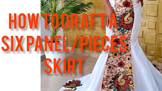 how to draft a six panel skirt six pieces skirt Gored skirtmermaid skirt [upl. by Claman]