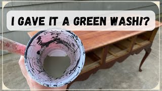 Toning Down Cherry Wood With a Green Wash Buffet Furniture Flip [upl. by Dow807]