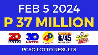 Lotto Result February 5 2024 9pm PCSO [upl. by Ylyl881]