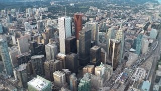 HD Amazing Views of Toronto From Top CN Tower SkyPod amp Indoor Lookout Level La Tour CN [upl. by Aubine]