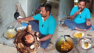 Elephant Foot Yam Curry Cooking amp Eating in Village सुरन की सब्जी Oal ki sabjicooking food [upl. by Ahsytal]