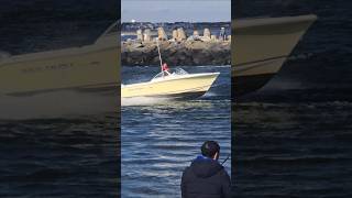 Sea Hunt Boat  200 HP Outboard Is Quite Nice In The Manasquan Inlet [upl. by Alicsirp]