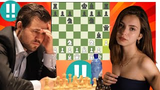 Genius Magnus Carlsen vs Anna Cramling 102 [upl. by Eahsat451]