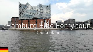 Hamburg walking to take Elbe river ferry tour  August 2022 4K UHD [upl. by Lebna694]