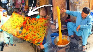 An experienced man dyes ordinary clothes and turns them into a masterpiece  fabric dyeing process [upl. by Arracot]